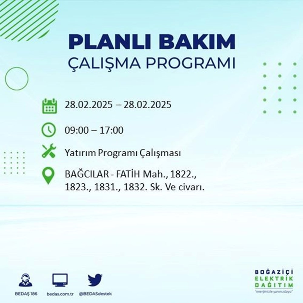 İstanbul'da Elektrikler Ne Zaman Gelecek? 21 İlçede BEDAŞ Kesinti Alarmı (28 Şubat) 84