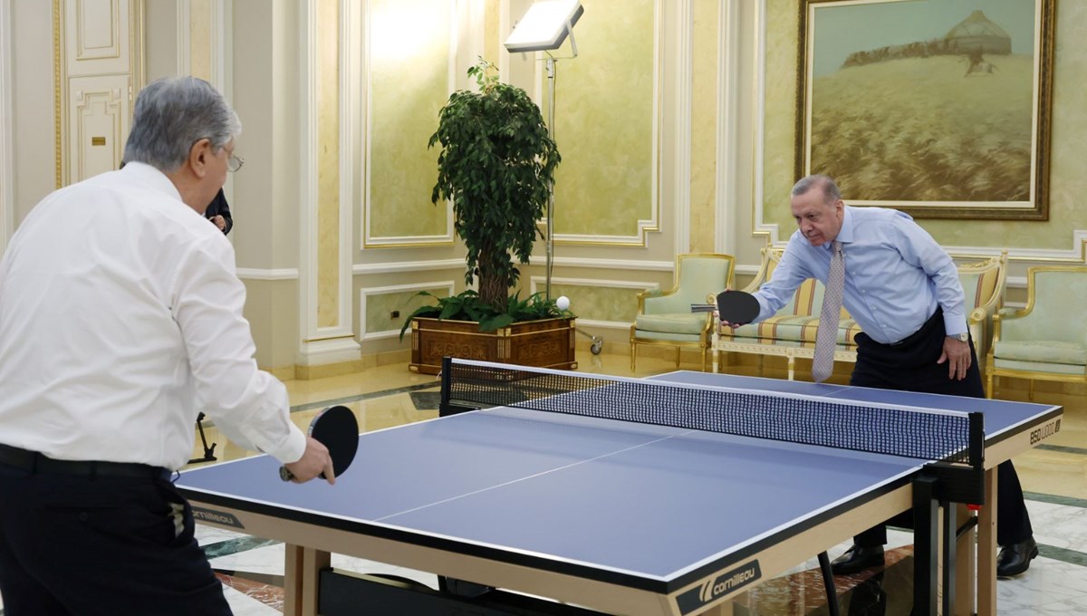 Cumhurbaşkanı Erdoğan ile Tokayev masa tenisi oynadı