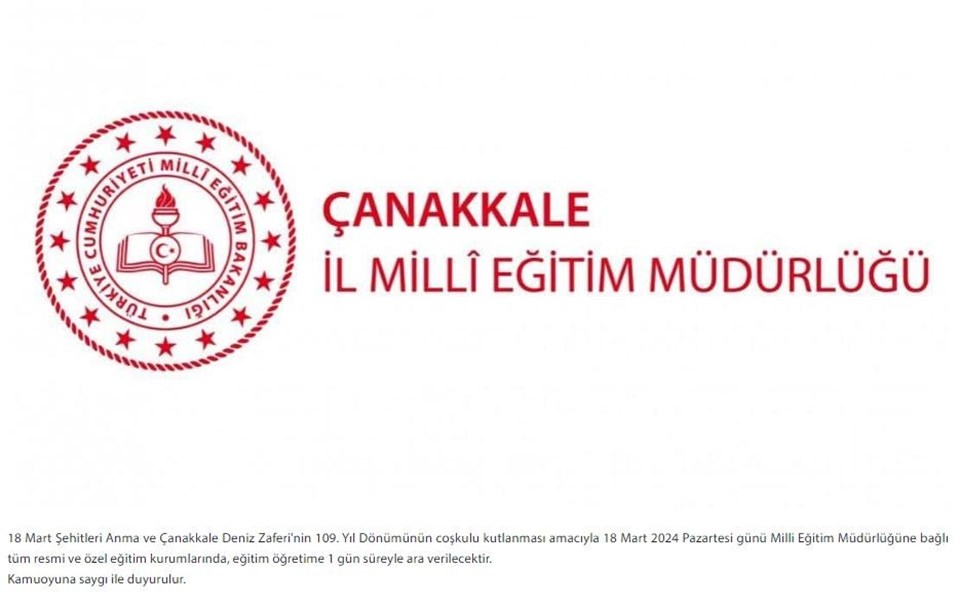 Bugün okullar tatil mi, yarım gün mü? 18 Mart Çanakkale Zaferi resmi tatil mi? Valilikten tatil açıklaması - 2