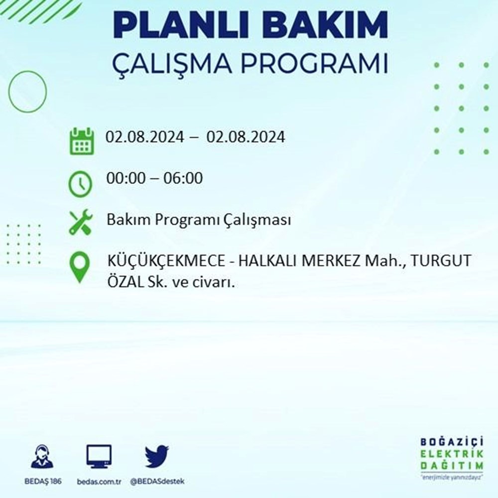 İstanbul'un 22 ilçesinde elektrik kesintisi: Elektrikler ne zaman gelecek? (2 Ağustos BEDAŞ kesinti programı) - 42