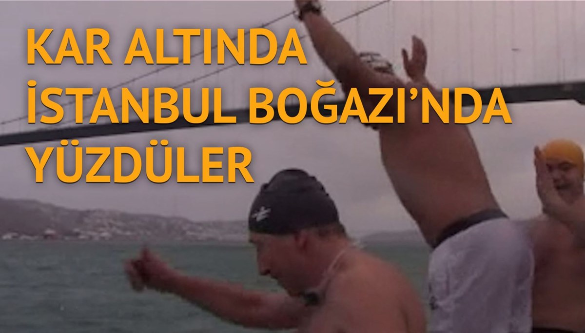 Üsküdar’da buz gibi suya atladılar