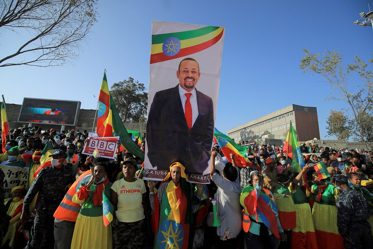 Etiyopya Başbakanı Abiy Ahmed Ali için destek gösterisi