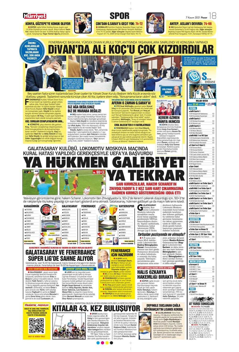 Günün spor manşetleri (7 Kasım 2021) - 9