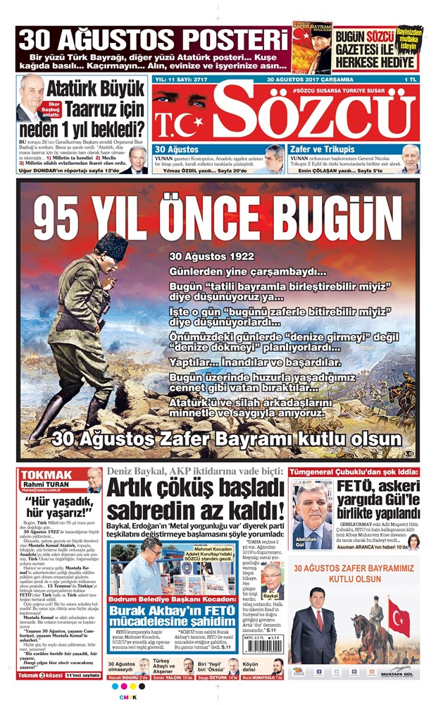 gunun gazete mansetleri 30 agustos