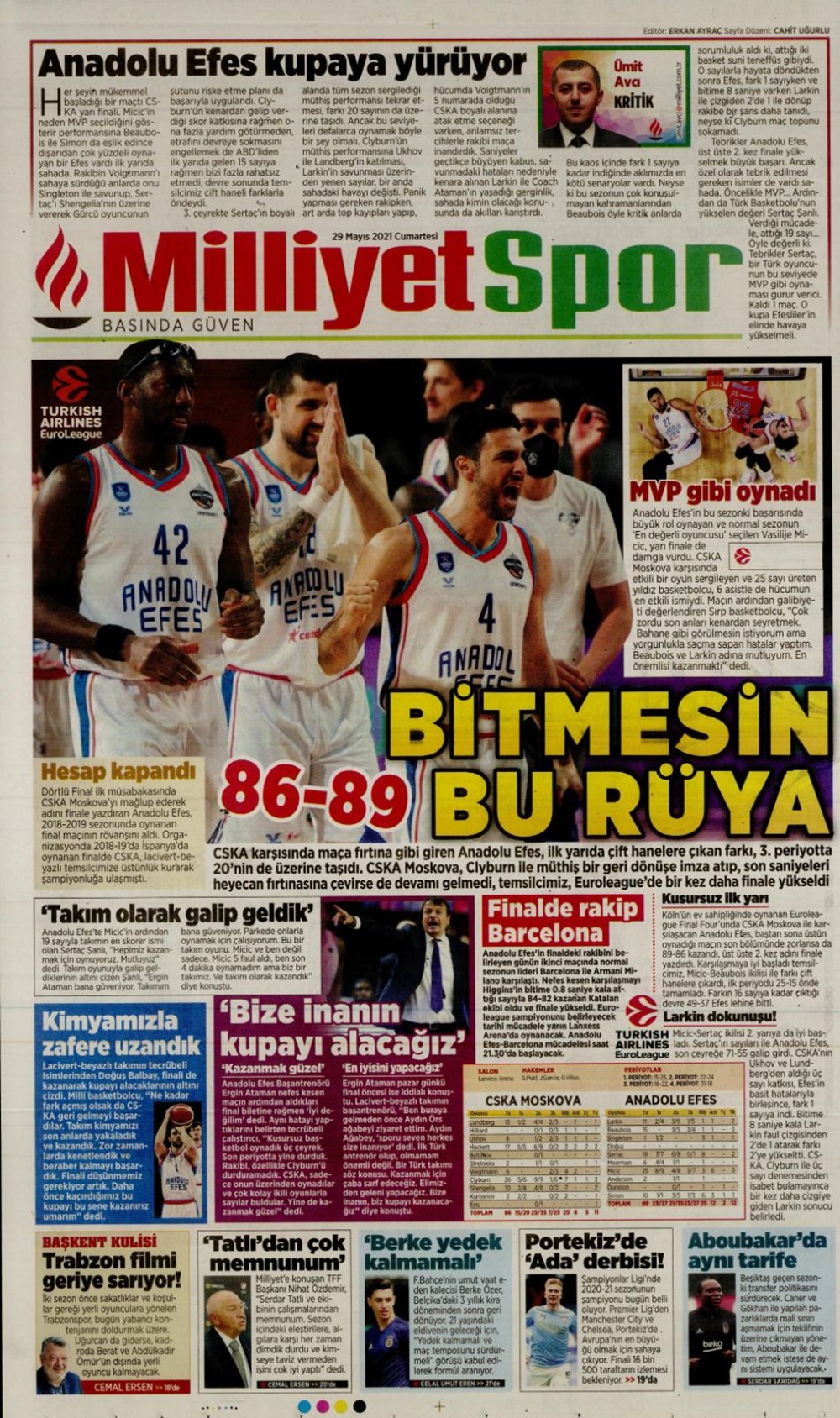 Günün spor manşetleri (29 Mayıs 2021) - 12