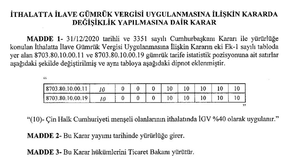 Elektrikli otomobillerde ÖTV matrah düzenlemesi - 1
