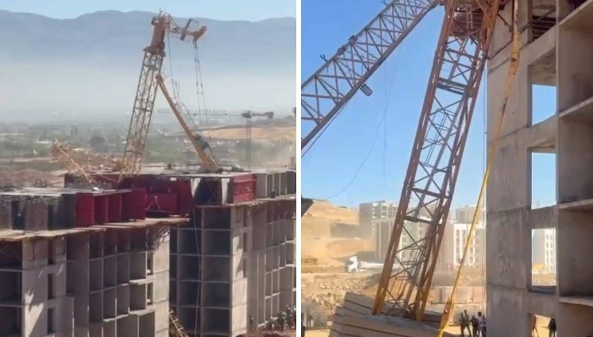 Kule vinç devrildi, bir işçi öldü Kule vinç devrildi, bir işçi öldü