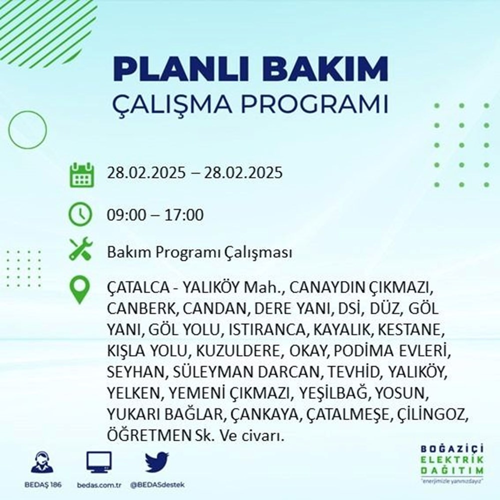 İstanbul'da Elektrikler Ne Zaman Gelecek? 21 İlçede BEDAŞ Kesinti Alarmı (28 Şubat) 101