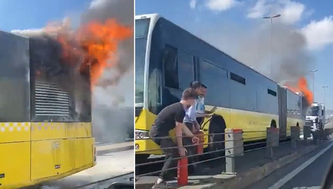Metrobüs yandı, yolcular kendilerini son anda dışarı attı