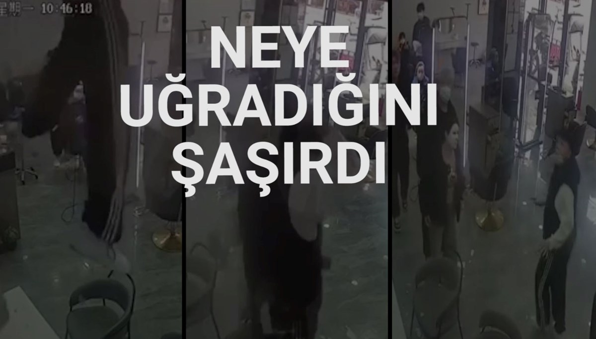 Tavandan kuaför salonuna düştü Tavandan kuaför salonuna düştü