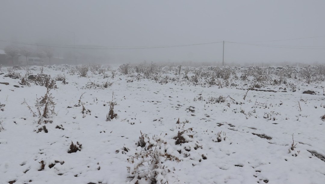 Yağmur yerini kar yağışına bıraktı: Ağrı beyaza büründü