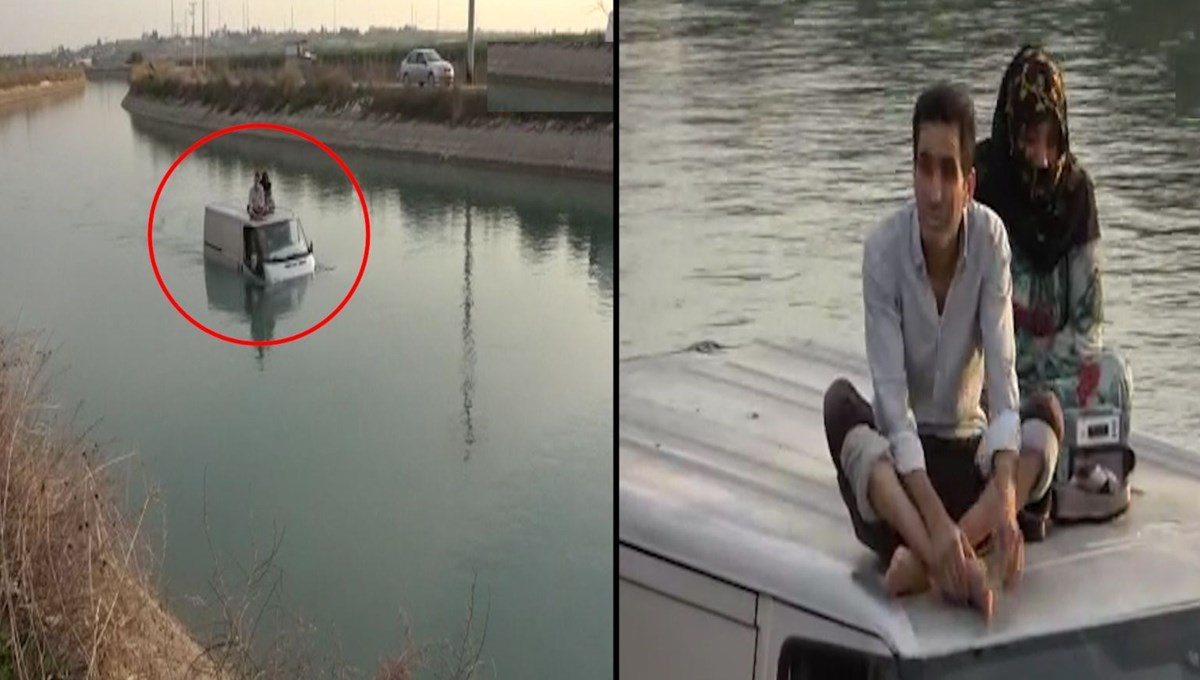 Sulama kanalında kurtarılmayı beklediler