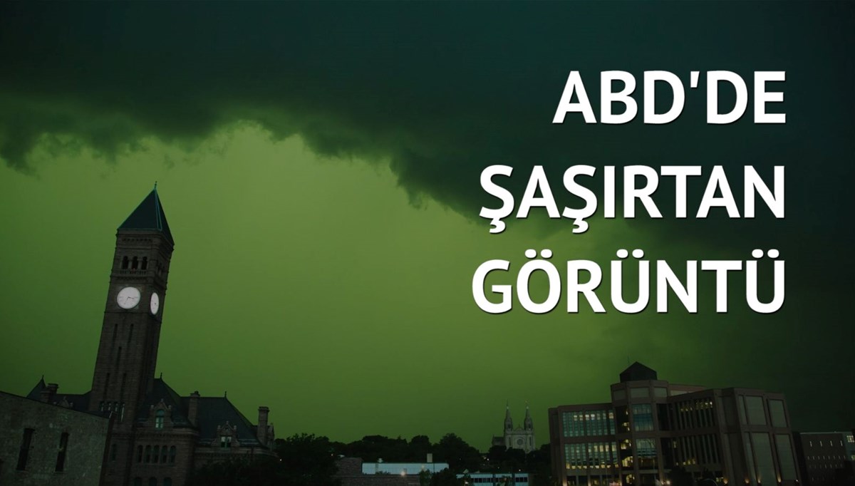 Fırtınanın etkisiyle gökyüzü yeşile döndü