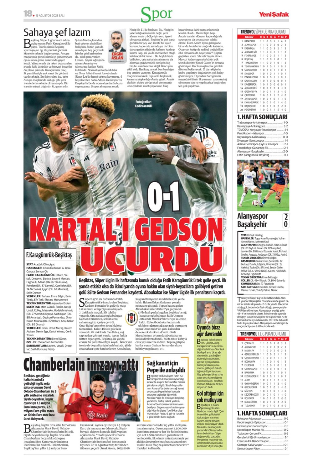 "Aslan'ın tur günü" | 15 Ağustos 2023 spor manşetleri - 19