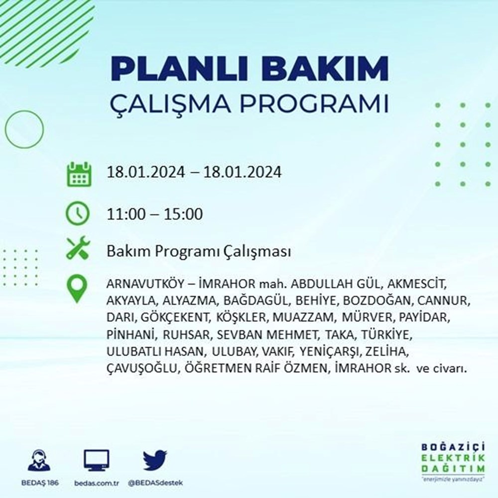 İstanbul'un 17 ilçesinde elektrik kesintisi: Elektrikler ne zaman gelecek? (18 Ocak BEDAŞ kesinti programı) - 3