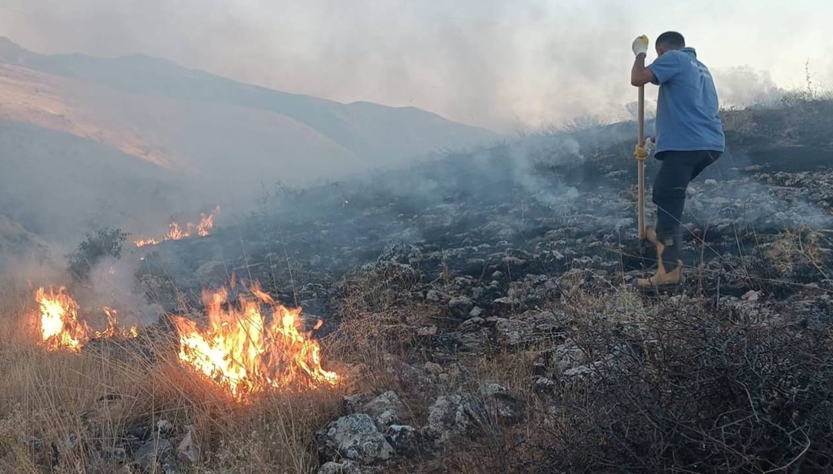Elazığ'da otluk alanda yangın