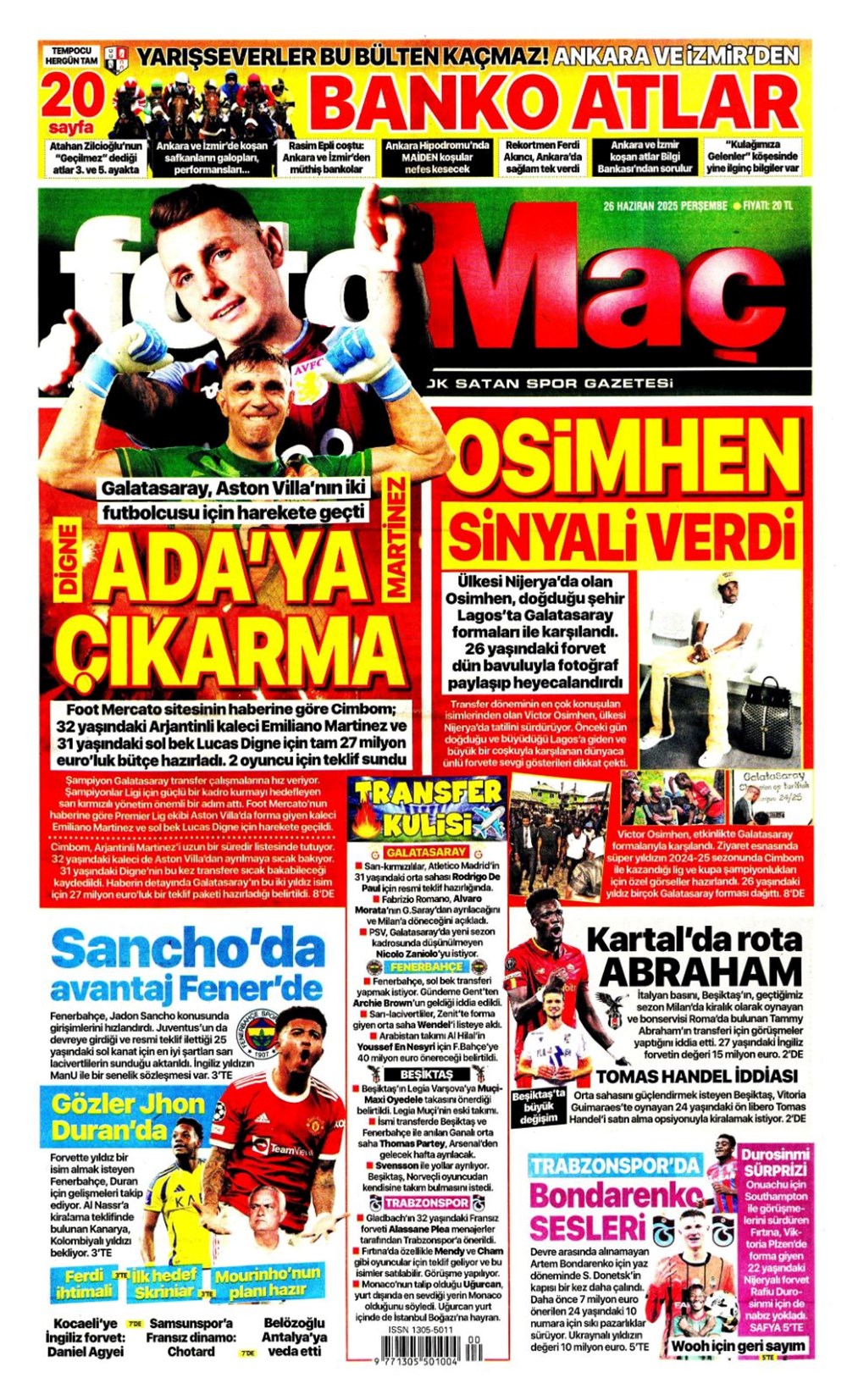 "Osimhen sinyali verdi" (26 Haziran 2025 spor manşetleri) - 1
