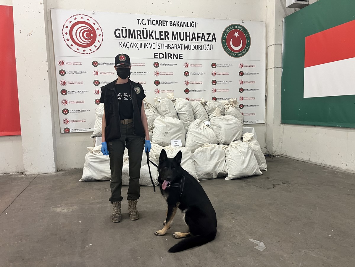 Narkotik dedektör köpeği Füge de operasyonda yer aldı.