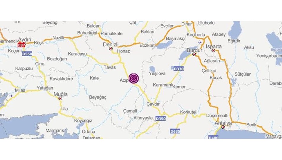 Denizli Acıpayam'da 4,9 büyüklüğünde deprem