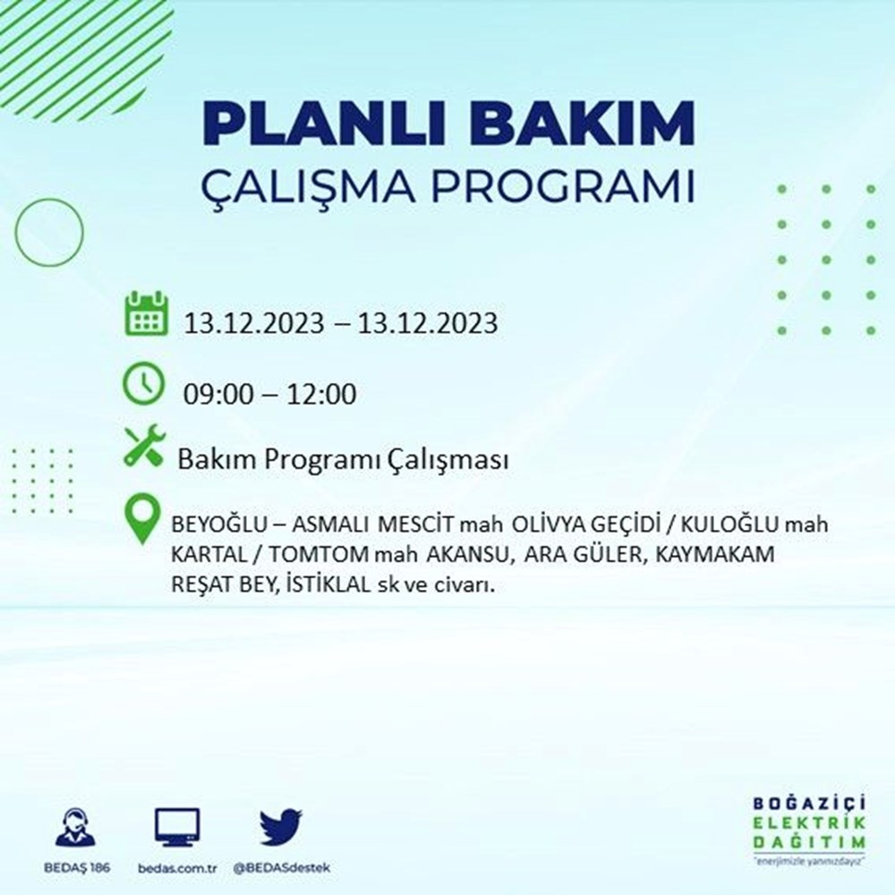 İstanbul'un 20 ilçesinde elektrik kesintisi: Elektrikler ne zaman gelecek? (13 Aralık BEDAŞ kesinti programı) - 14