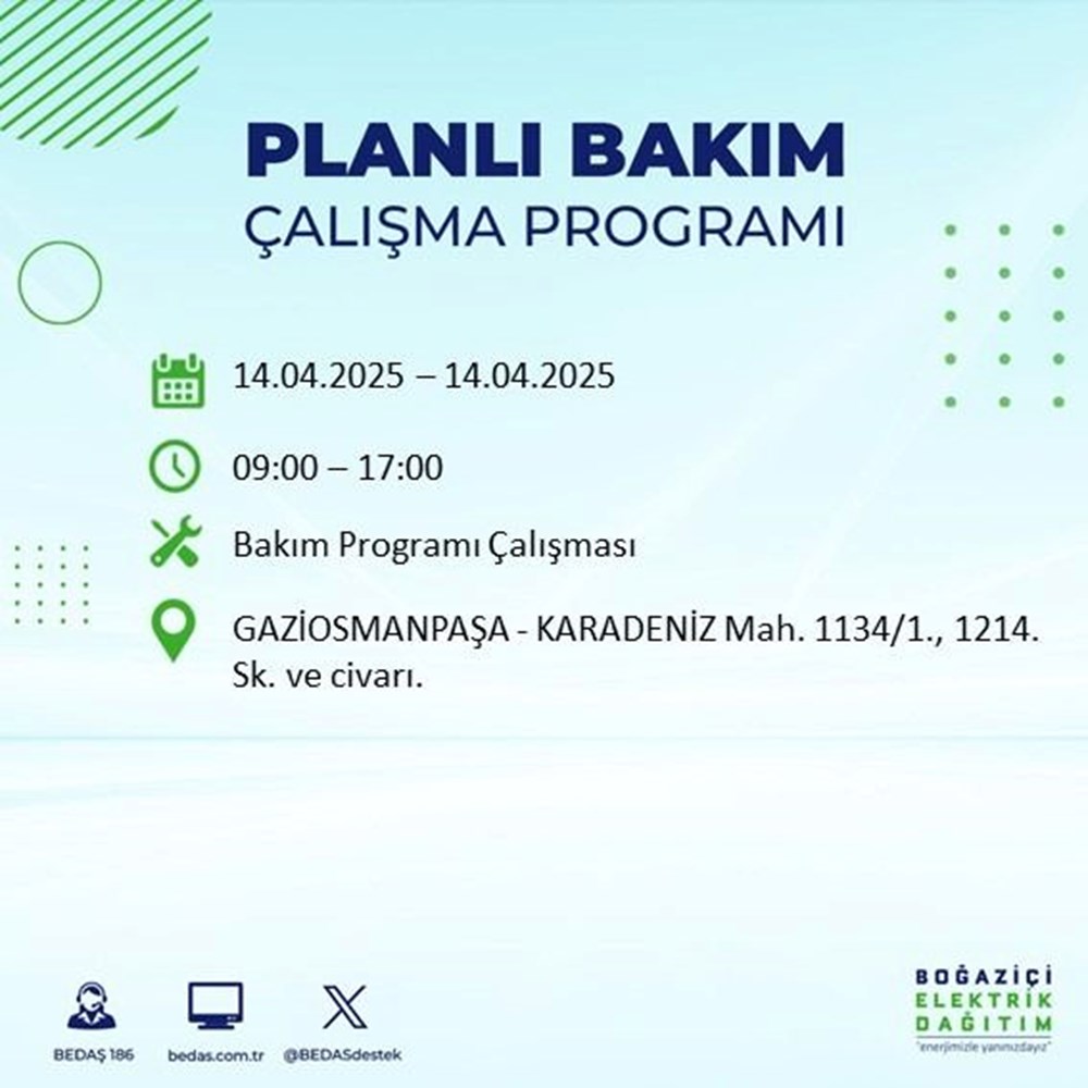 İstanbul'un 23 ilçesinde elektrik kesintisi: Elektrikler ne vakit gelecek? 9 saat sürecek (14 Nisan BEDAŞ kesinti programı) 142 hHqYaE EykayBqGiTrD3ZA