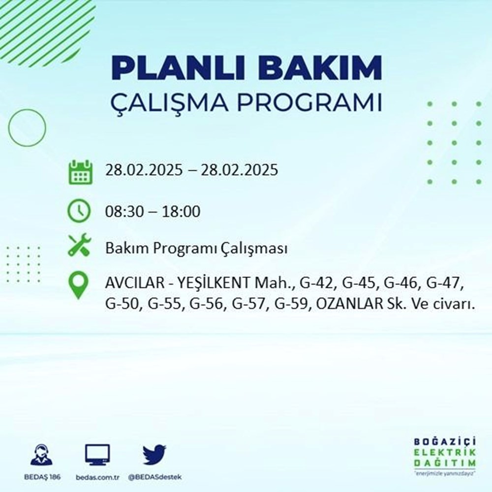 İstanbul'da Elektrikler Ne Zaman Gelecek? 21 İlçede BEDAŞ Kesinti Alarmı (28 Şubat) 74