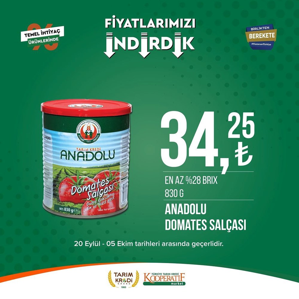 Tarım Kredi Kooperatif Market yeni indirimli ürünler listesi belli oldu: 51 üründe fırsat indirimi (27 Eylül-5 Ekim 2023 Tarım Kredi Market indirimleri) - 12