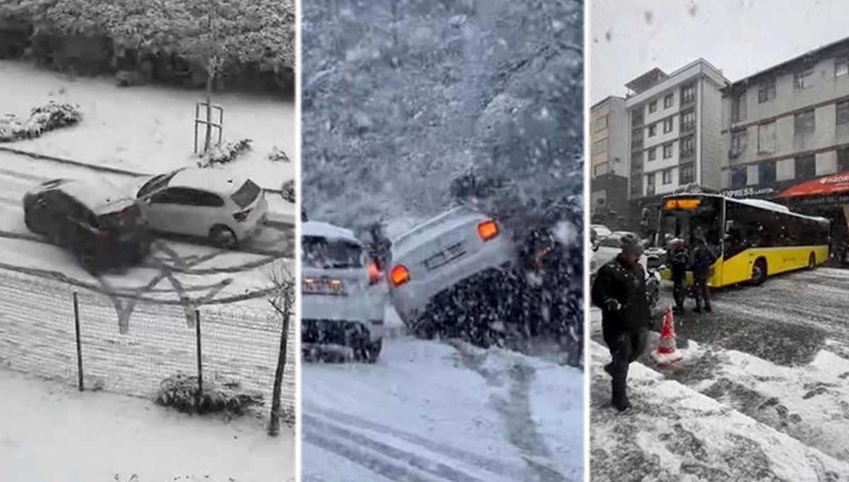 İstanbul'da kar çilesi: Araçlar kaydı, yolda kaldı, kaza yaptı İstanbul'da kar çilesi: Araçlar kaydı, yolda kaldı, kaza yaptı