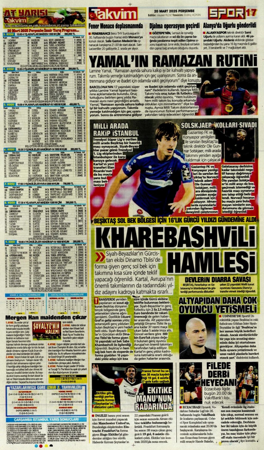 "Milliler avantaj peşinde" (20 Mart 2025 spor manşetleri) - 30