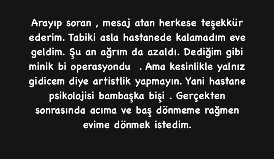 Zeynep Koçak ameliyat oldu: Hemen eve geldim - 1