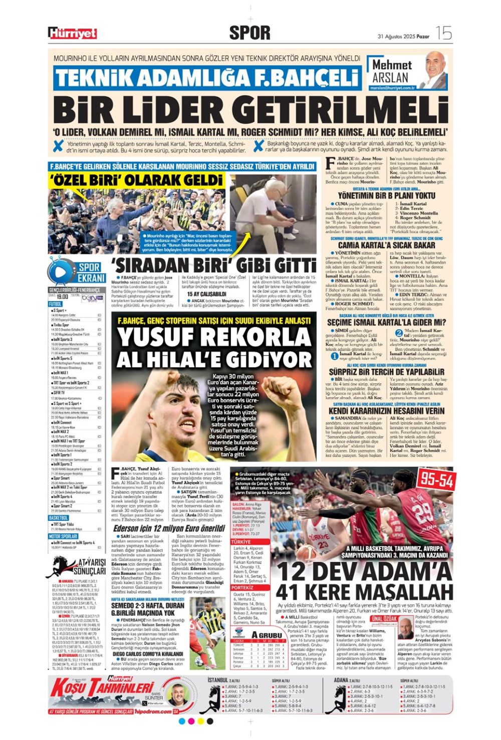 "Ya Kartal ya Schmidt" (31 Ağustos spor manşetleri) - 7