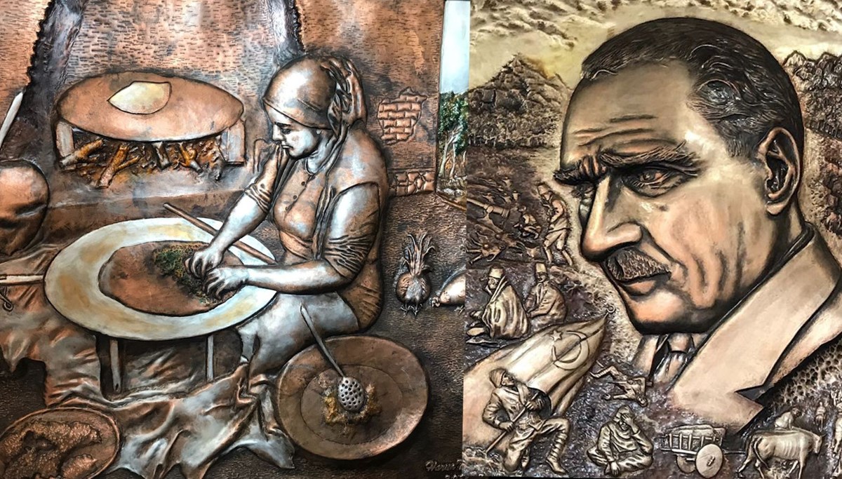 Türkiye'nin tek bakır rölyef sanatçısı yarım asırdır bakıra çekiç sallıyor
