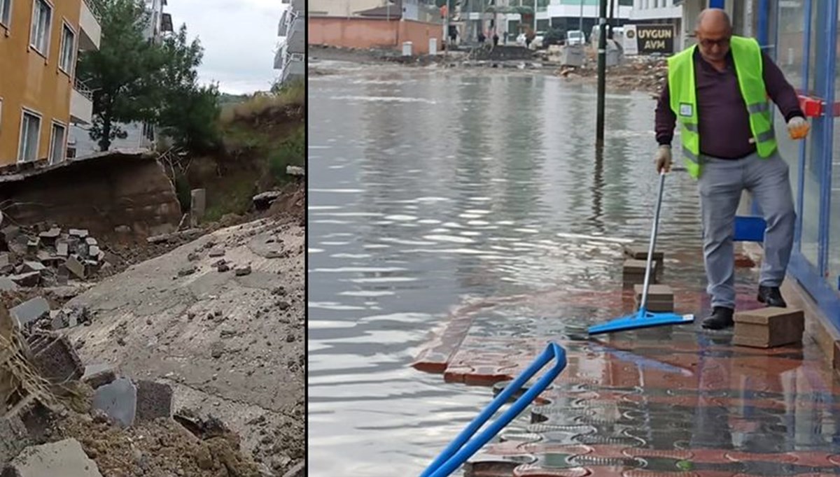 İskenderun sahili yine su altında: İstinat duvarı yıkılan bina boşaltıldı