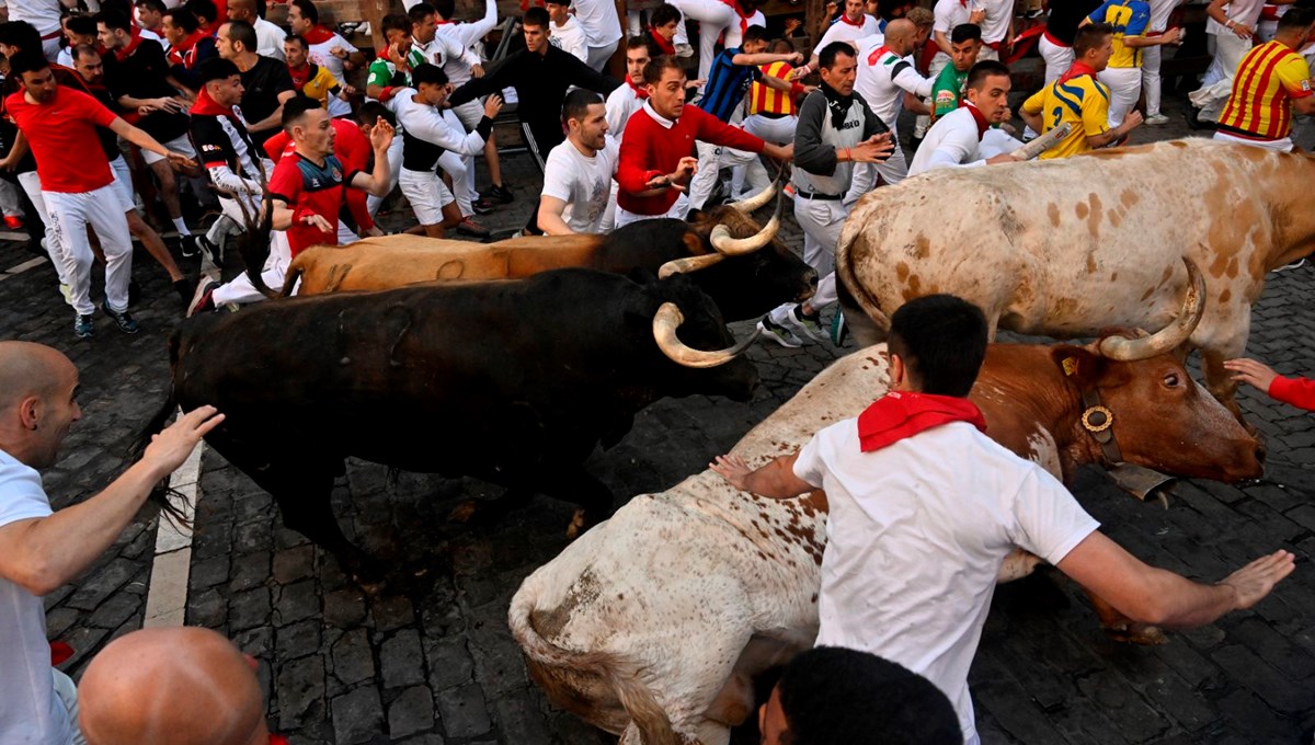 İnsanlar kaçtı, boğalar kovaladı: İspanya'nın ünlü festivali San Fermin başladı İnsanlar kaçtı, boğalar kovaladı: İspanya'nın ünlü festivali San Fermin başladı