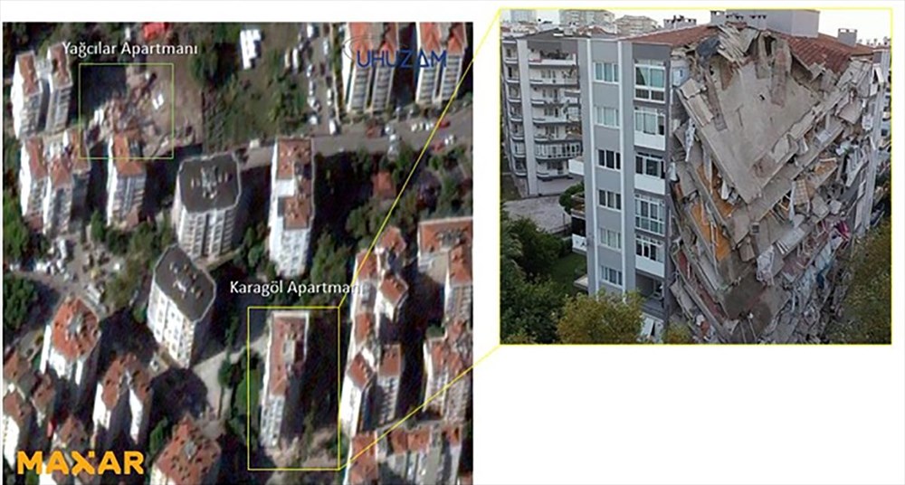 İzmir'deki yıkım uzaydan görüntülendi