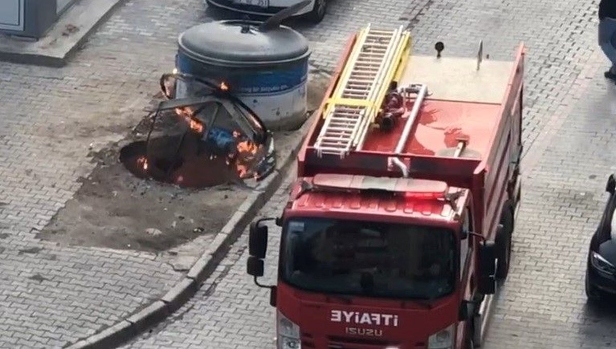 Konya'da çöp konteynerinde yangın Konya'da çöp konteynerinde yangın