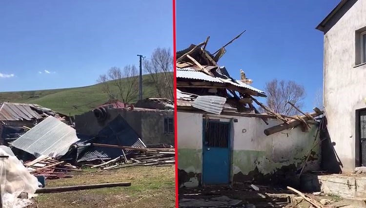 Erzurum'da hortum: Binaların çatıları uçtu