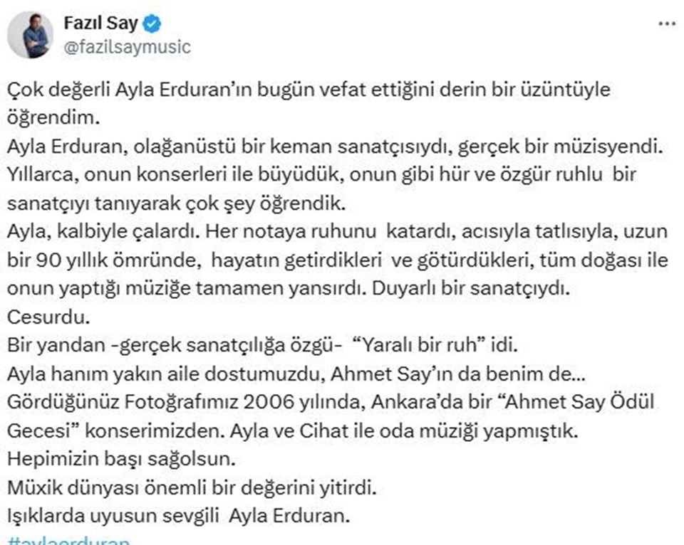 Dünyaca ünlü keman sanatçısı Ayla Erduran hayatını kaybetti (Ayla Erduran kimdir?) - 2