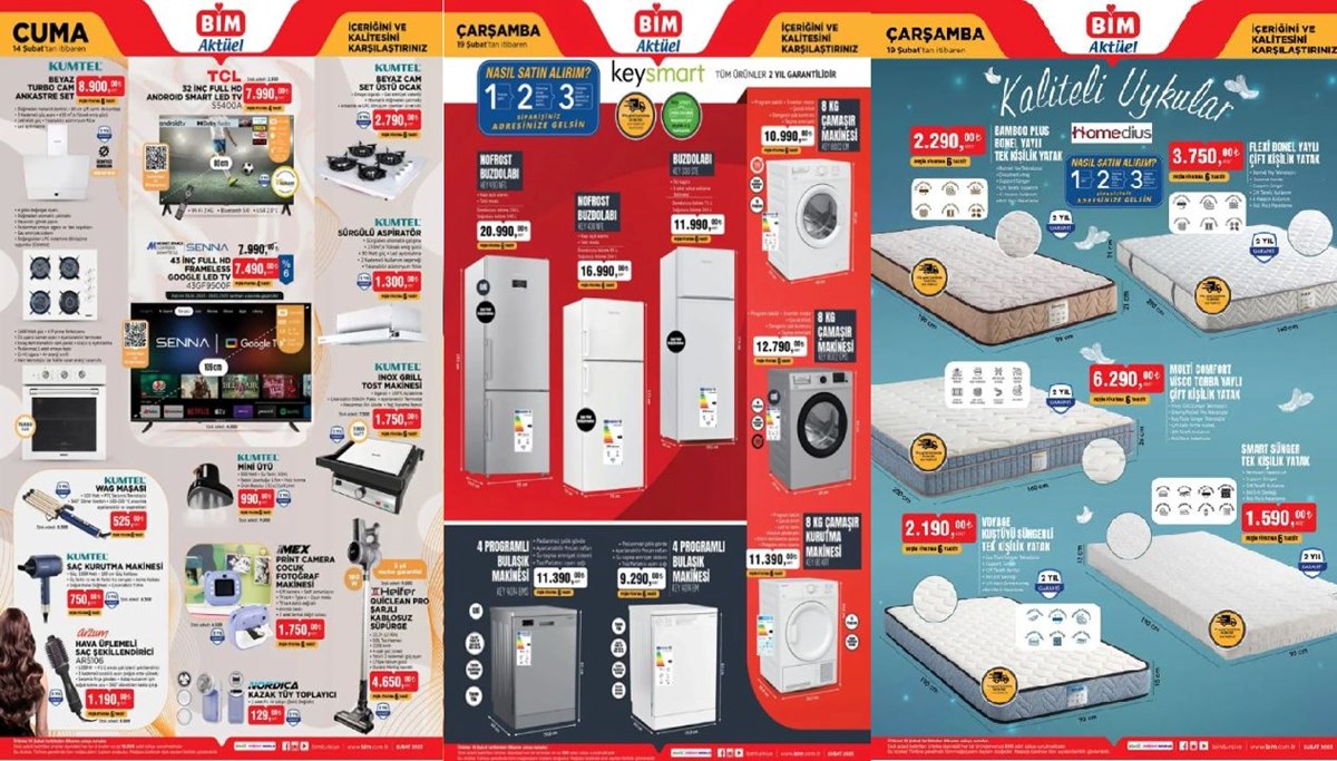 BİM 14-18 Şubat Aktüel Ürünler Kataloğu: Yatak çeşitleri, elektronik ev ürünleri, akıllı cep telefonu ve çok amaçlı dolap