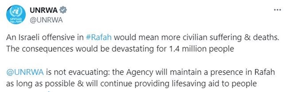 UNRWA: Kalabildiğimiz kadar Refah’ta kalacağız - 1