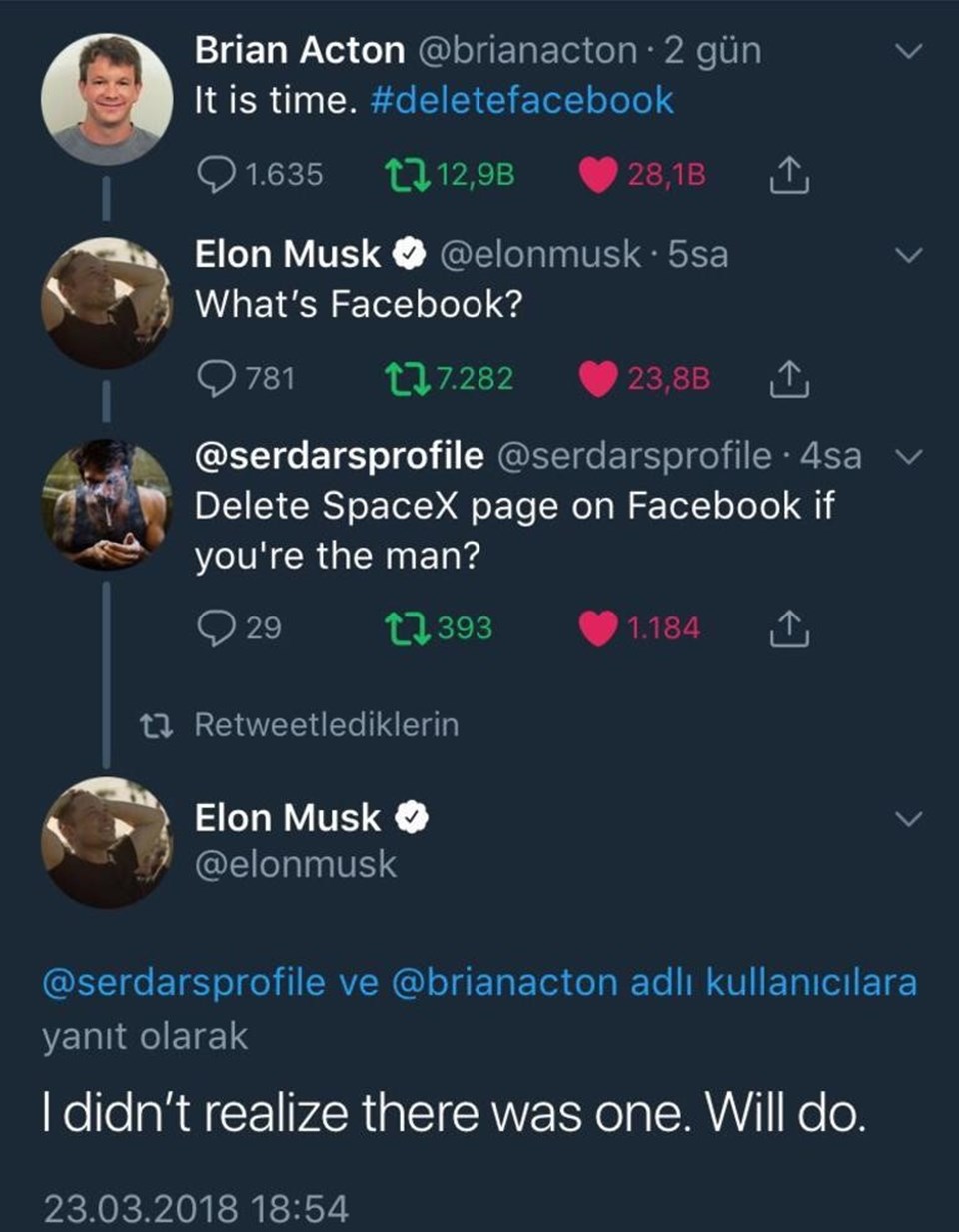Elon Musk'tan "Facebook'u sil" kampanyasına destek - 1