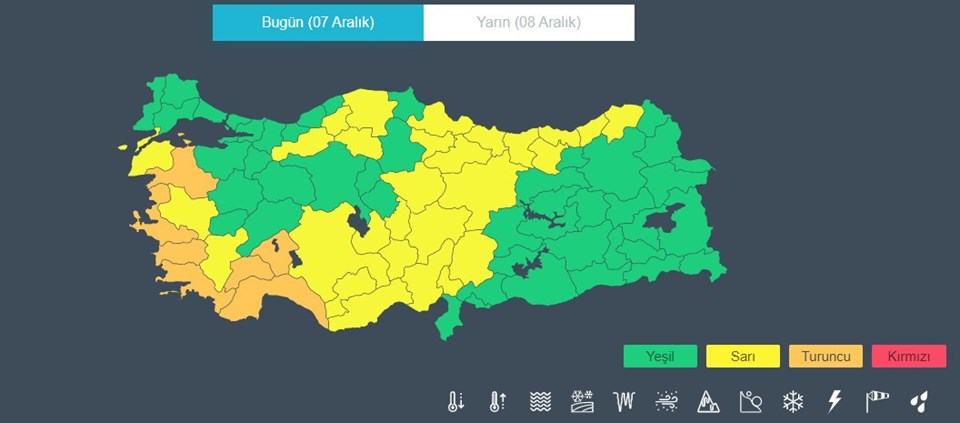 Meteorolojiden 35 il için sarı ve turuncu kodlu uyarı - 1