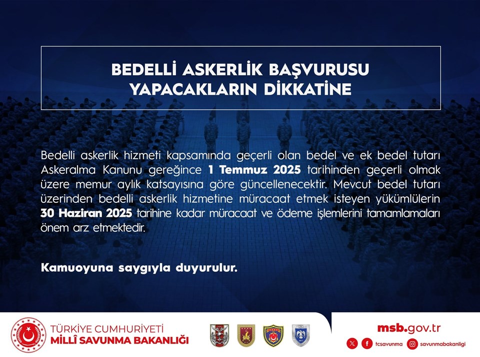 Bedelli askerlik ücreti yeniden belirlenecek: MSB'den uyarı - 1
