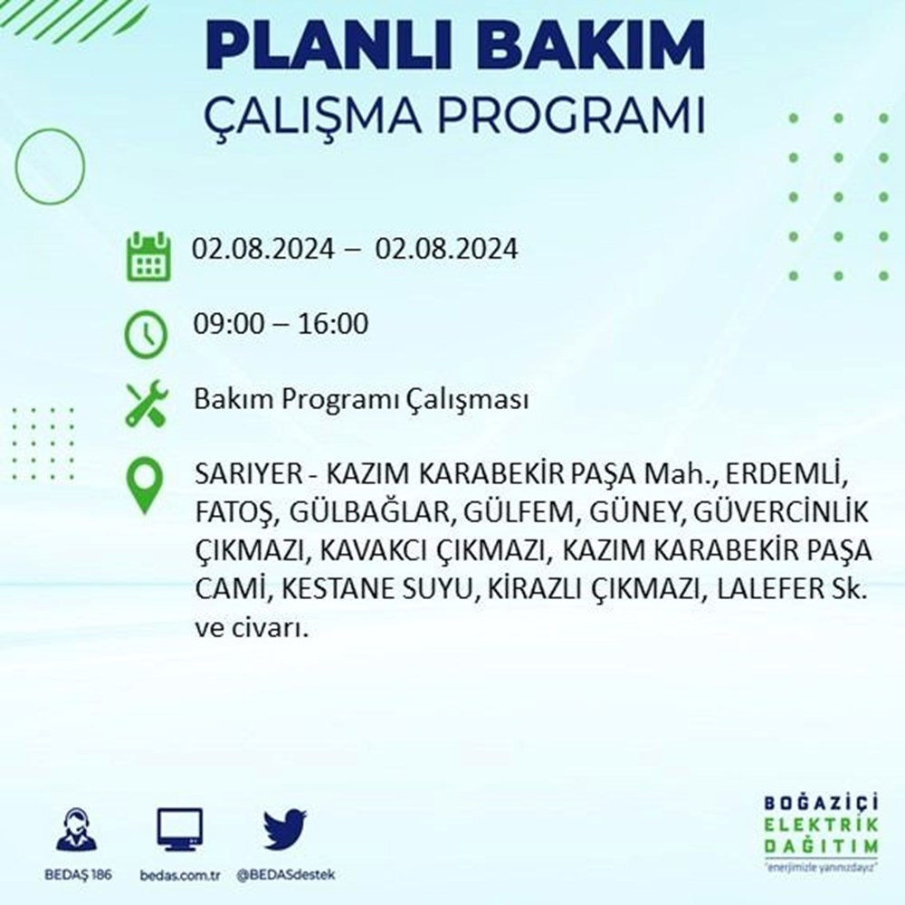 İstanbul'un 22 ilçesinde elektrik kesintisi: Elektrikler ne zaman gelecek? (2 Ağustos BEDAŞ kesinti programı) - 43