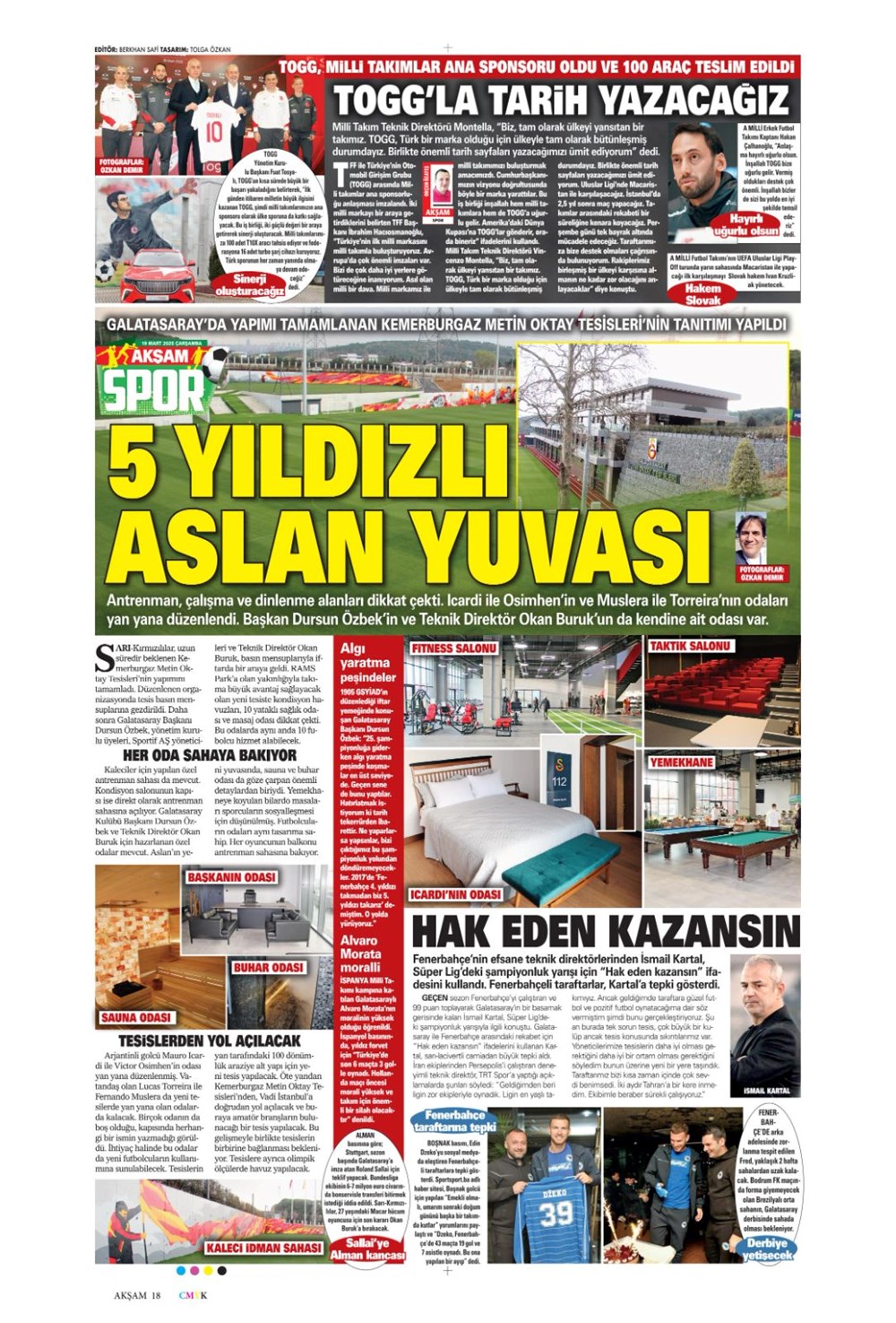 "Kayıtsız şartsız Mourinho" (19 Mart 2025 spor manşetleri) - 2