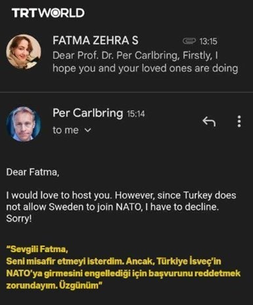 İsveçli profesörden Türk öğrenciye "NATO" bahaneli ayrımcılık - 1