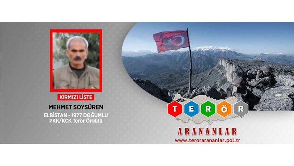 Kırmızı listedeki PKK'lı Mehmet Soysüren etkisiz hale getirildi