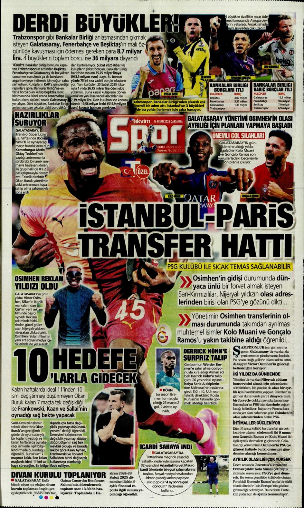 "Kim Min-Jae harekatı" (16 Nisan 2025 spor manşetleri) - 27