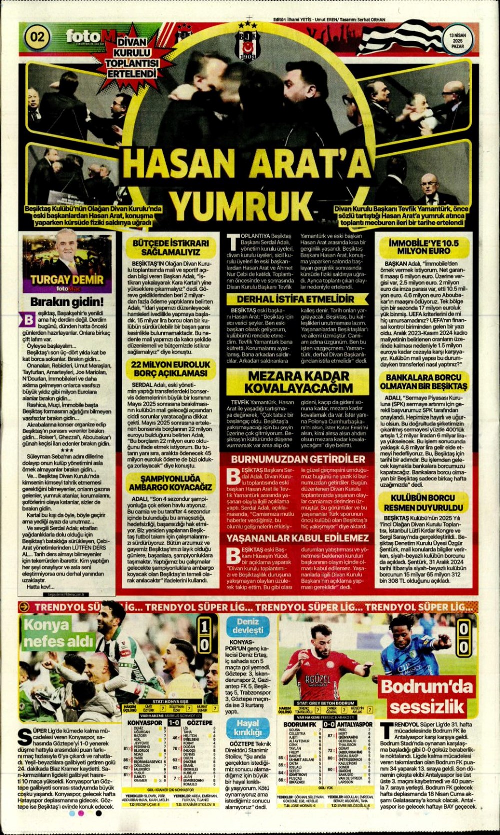 "Kartal ağır yaralı" (13 Nisan 2025 spor manşetleri) - 12