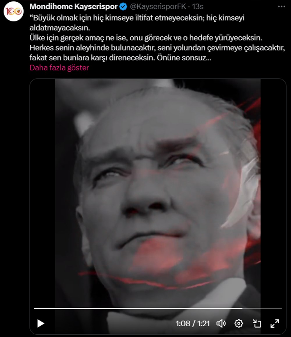 Süper Lig takımlarından 29 Ekim Cumhuriyet bayramı mesajı - 15